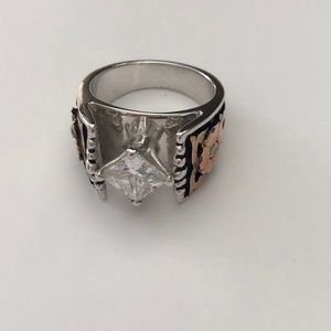 Western Silver 10K Gold Benchmark Buckle Ladies Ring